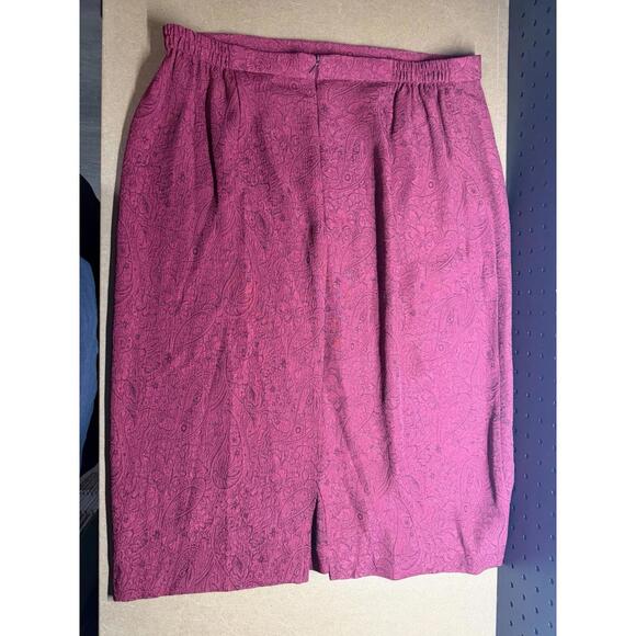 Miss Dorby Women's Deep Red Jacquard Floral Skirt Suit 12 - Picture 10 of 14